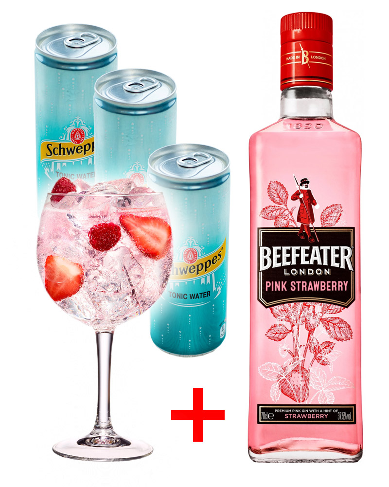 Beefeater Pink Strawberry Gin 37% + Schweppes 3 шт + Лед (0,7) изображение 1
